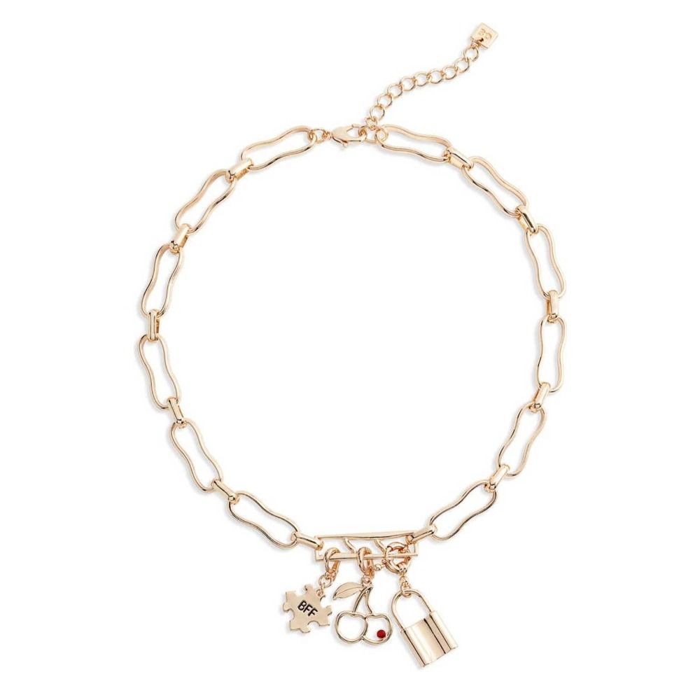 Goldtone Open Edit Removeable Charms and Necklace 16 1/2" Plus 2" ext